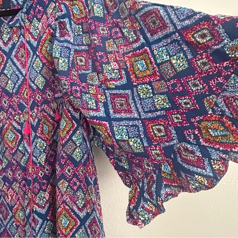 Sailor Colorful Geometric Patterned Blouse - Picture 4 of 6